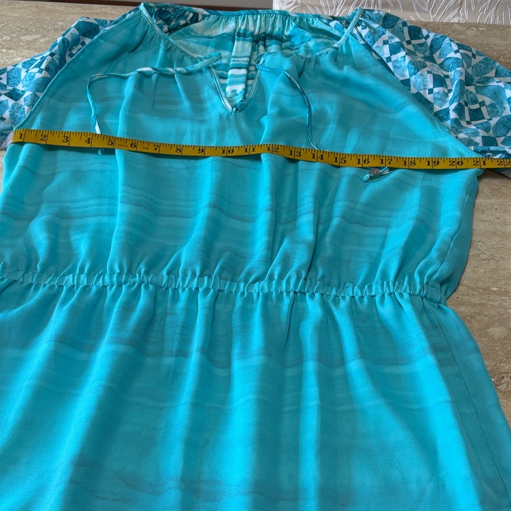NWOT/MICHAEL Michael Kors Teal Striped Tunic dress. Absolutely no flaws. - Picture 9 of 14